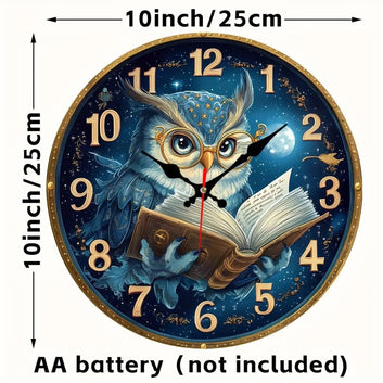 Owl Reading Book Wooden Wall Clock Witchy Wall Decor-MoonChildWorld