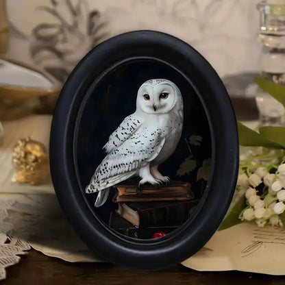 Owl on Book Oval Frame Wall Decoration – front view