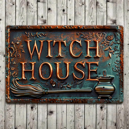 Witch House Metal Sign Witch Wall Decor Halloween Welcome Sign-MoonChildWorld