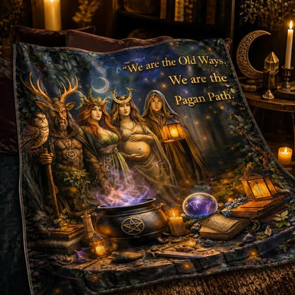 Pagan Blanket with Deities & Mystical Elements - Witchy Blanket for Wiccan_mockup_3.webp