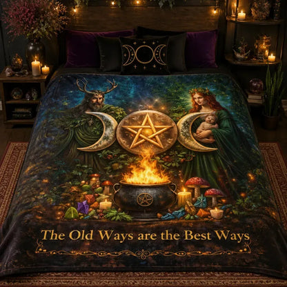Pagan Blanket with Deities & Triple Moon - Witchy Blanket for Wiccan_mockup_2.webp