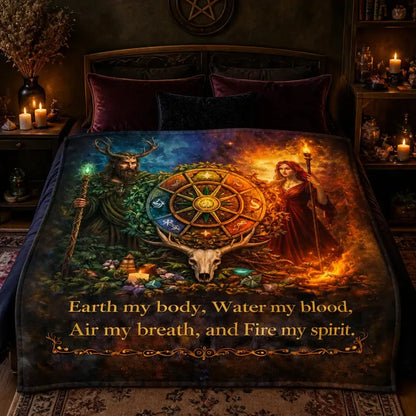 Pagan Blanket with Deities & Wheel of Year - Witchy Blanket for Wiccan_mockup_2.webp