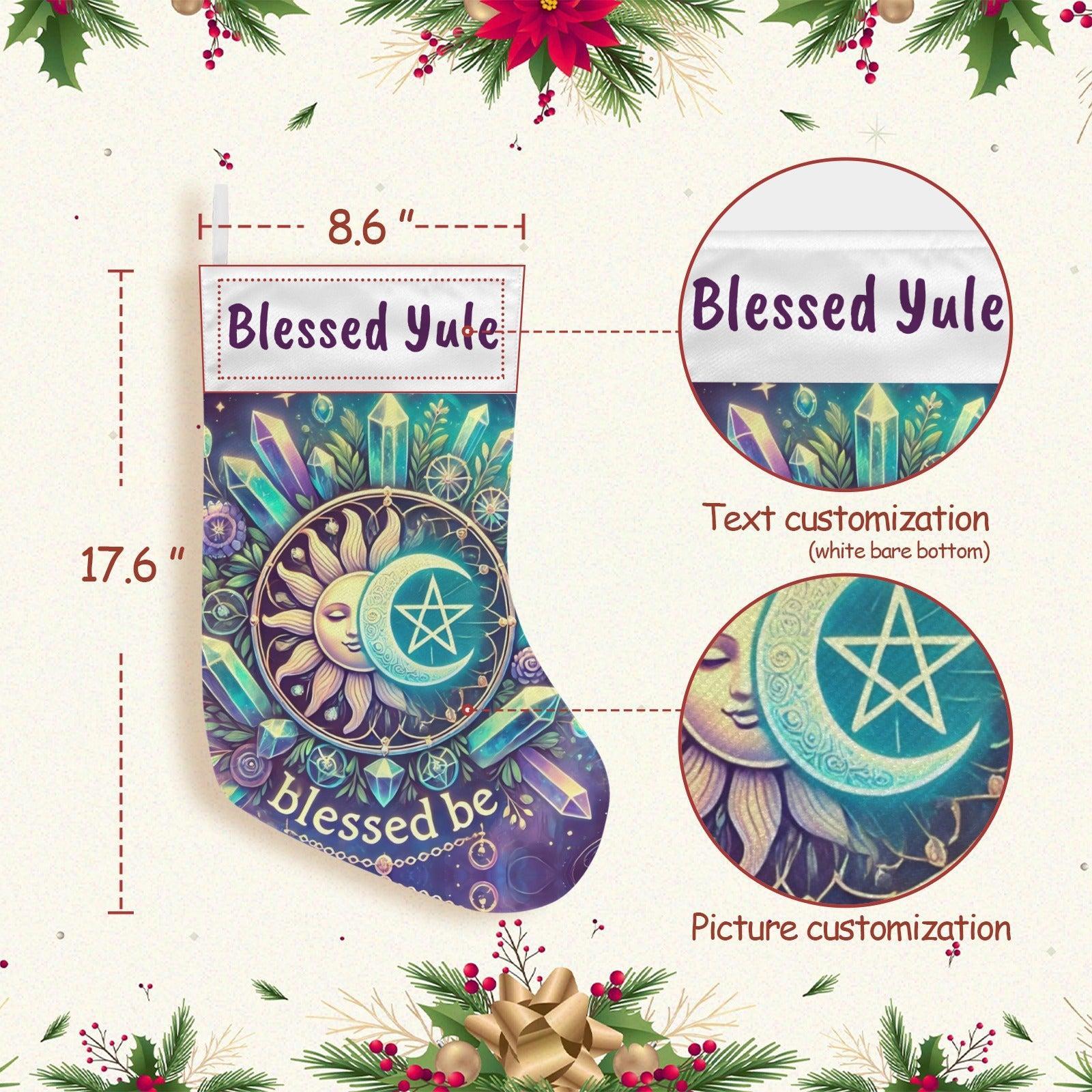 Pagan Celestial Sun Moon Wicca Christmas Stocking for Yule Decorations-MoonChildWorld