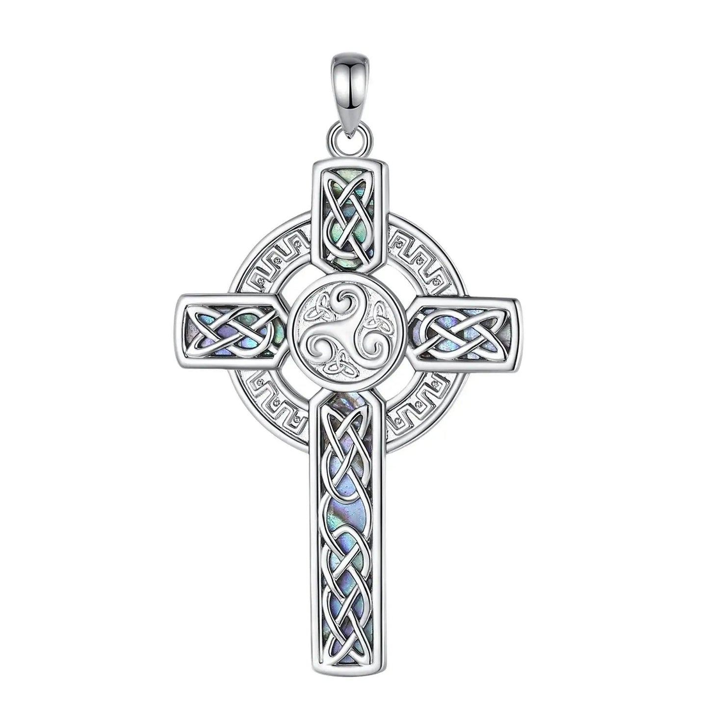 Pagan Celtic Cross Necklace Triskele Triskelion Pendant Celtic Amulet Jewelry-MoonChildWorld