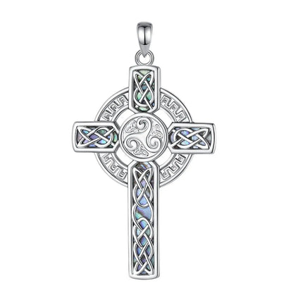 Pagan Celtic Cross Necklace Triskele Triskelion Pendant Celtic Amulet Jewelry-MoonChildWorld