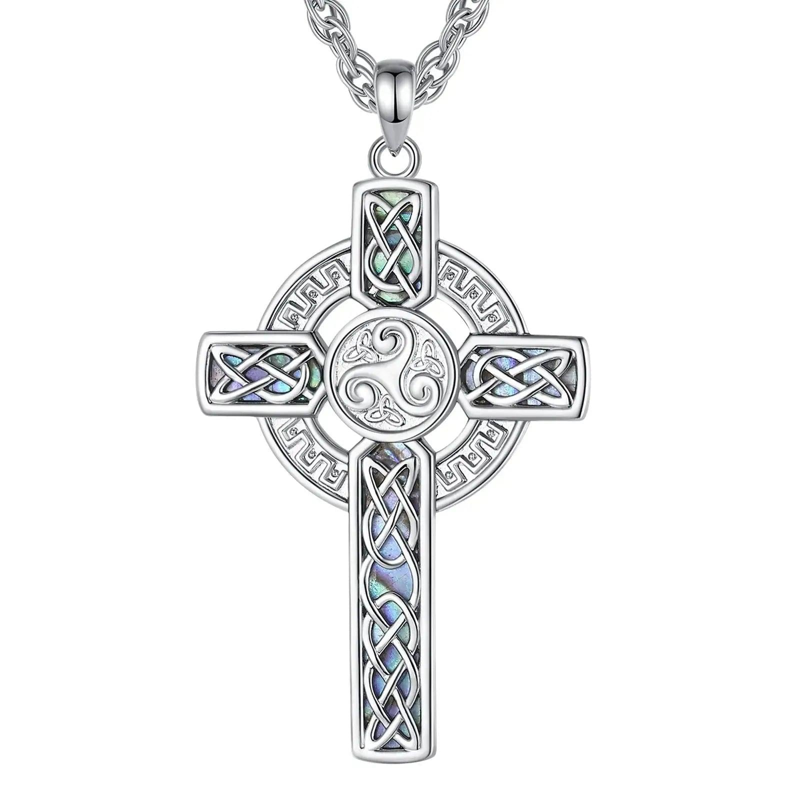 Pagan Celtic Cross Necklace Triskele Triskelion Pendant Celtic Amulet Jewelry-MoonChildWorld