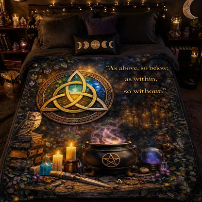 Pagan Celtic Knot Triquetra Wicca Blanket for Witchy Yule Home Decor_mockup_2.webp