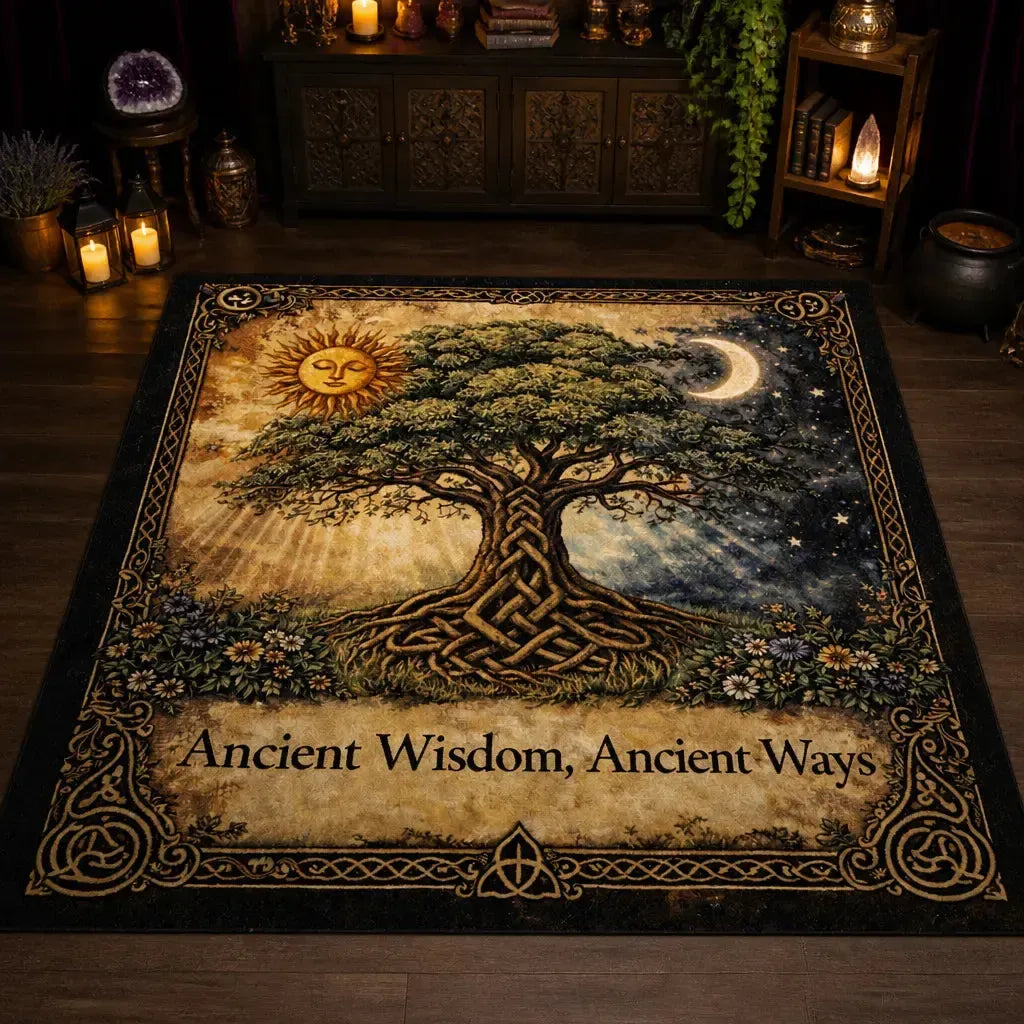 Pagan Celtic Tree of Life Area Rug – Spiritual Wicca Carpet for Mystical Home Decor_mockup_2.webp
