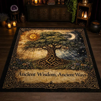 Pagan Celtic Tree of Life Area Rug – Spiritual Wicca Carpet for Mystical Home Decor_mockup_2.webp