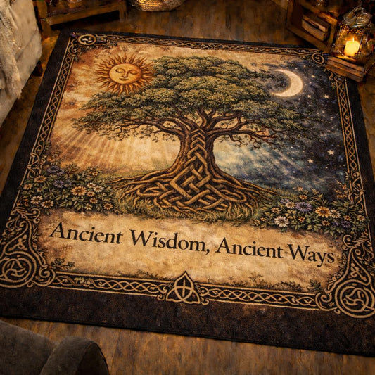 Pagan Celtic Tree of Life Area Rug – Spiritual Wicca Carpet for Mystical Home Decor-MoonChildWorld