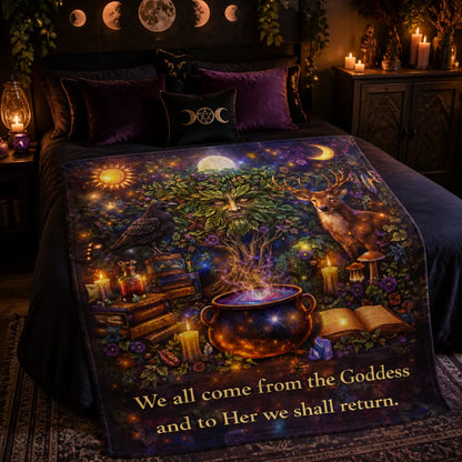 Pagan Green Man, Animals, Mystical Elements Blanket Sun Moon Wiccan Home Decor_mockup_1.webp