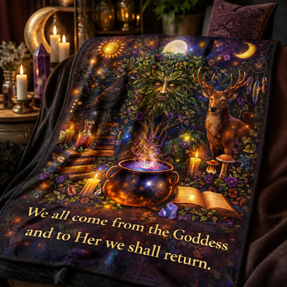 Pagan Green Man, Animals, Mystical Elements Blanket Sun Moon Wiccan Home Decor_mockup_3.webp
