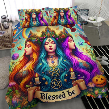 Pagan Hecate Goddess Bedding Set Wiccan Triple Goddess Bedding Set-MoonChildWorld