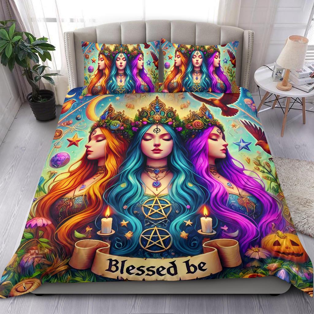 Pagan Hecate Goddess Bedding Set Wiccan Triple Goddess Bedding Set-MoonChildWorld