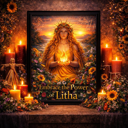 Pagan Litha Goddess Canvas Wall Art - Wicca Black Framed Art Print for Altar & Sacred Space-MoonChildWorld