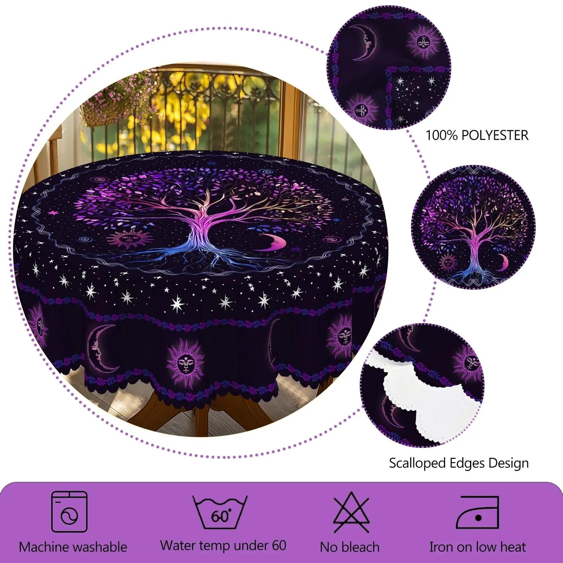 Pagan Moon Sun Tree of Life Tablecloth Wiccan Home Decor-MoonChildWorld
