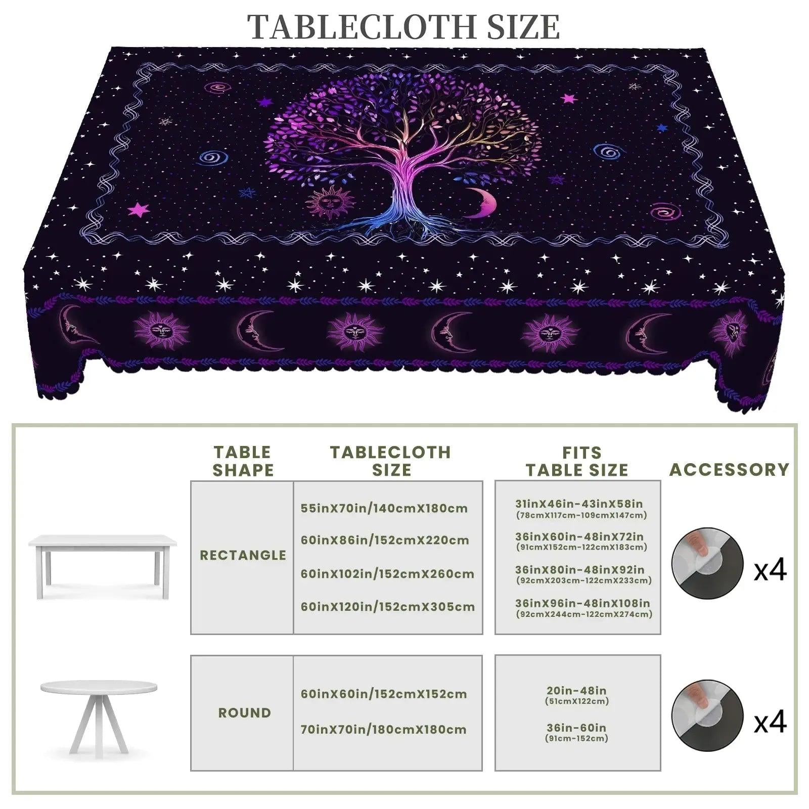 Pagan Moon Sun Tree of Life Tablecloth Wiccan Home Decor-MoonChildWorld
