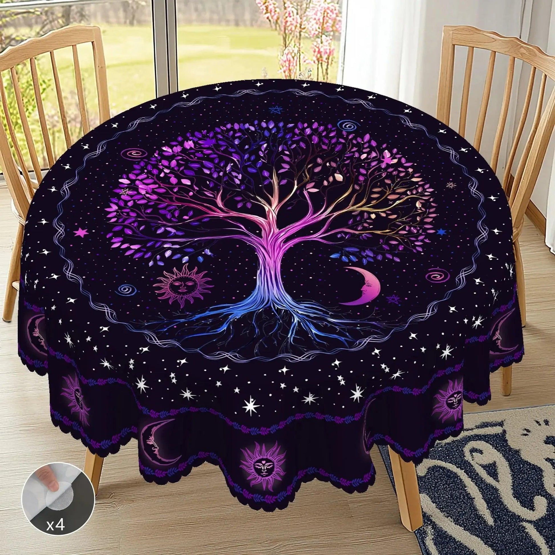 Pagan Moon Sun Tree of Life Tablecloth Wiccan Home Decor-MoonChildWorld