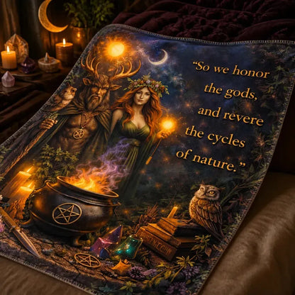 Pagan Nature Goddess Blanket with Mystical Elements for Wiccan_mockup_3.webp