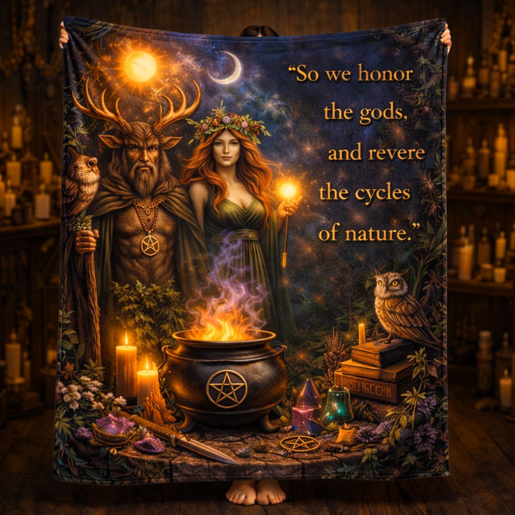 Pagan Nature Goddess Blanket with Mystical Elements for Wiccan-MoonChildWorld