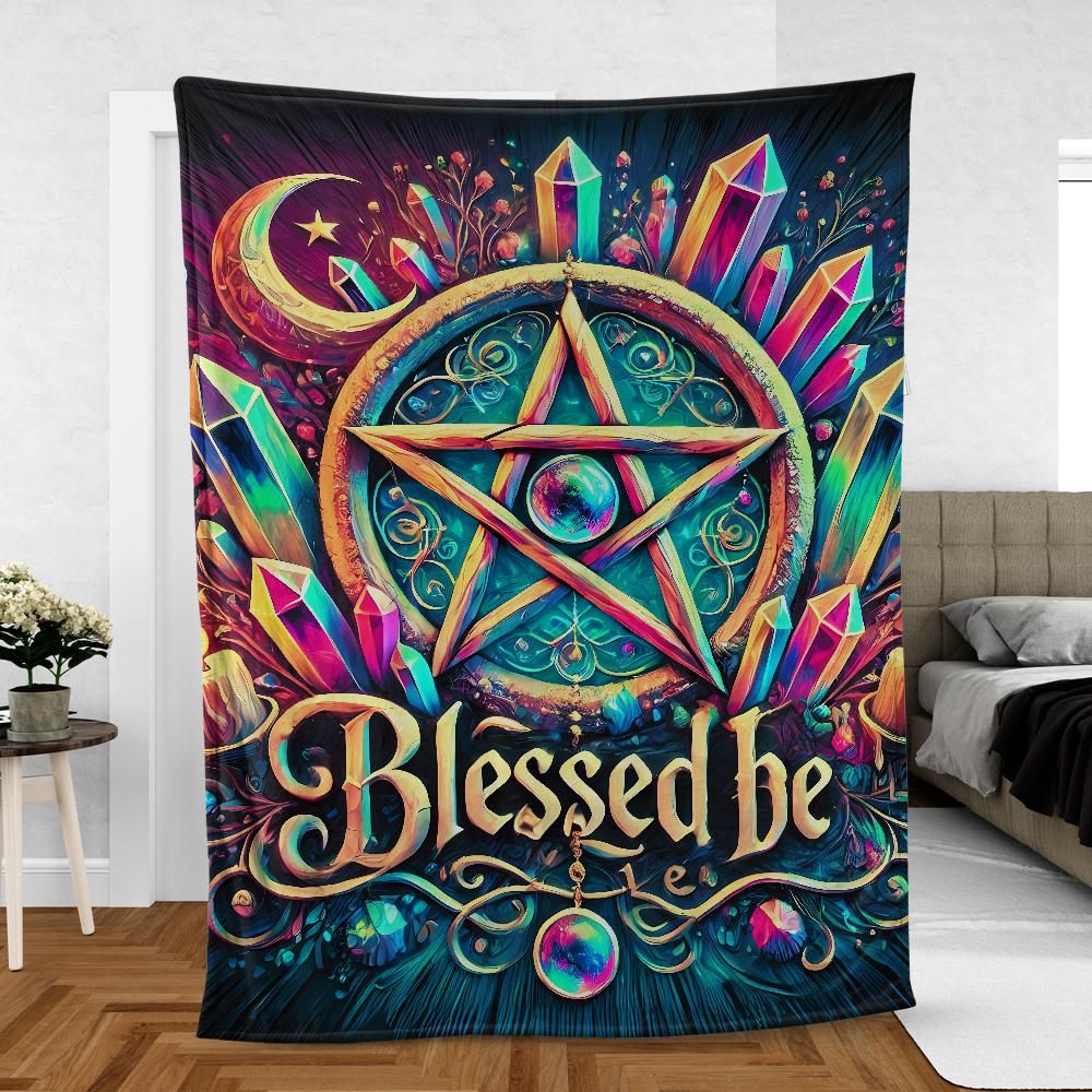 Pagan Pentacle Blanket – Wiccan Ritual Throw with Protective Magic Symbols-MoonChildWorld