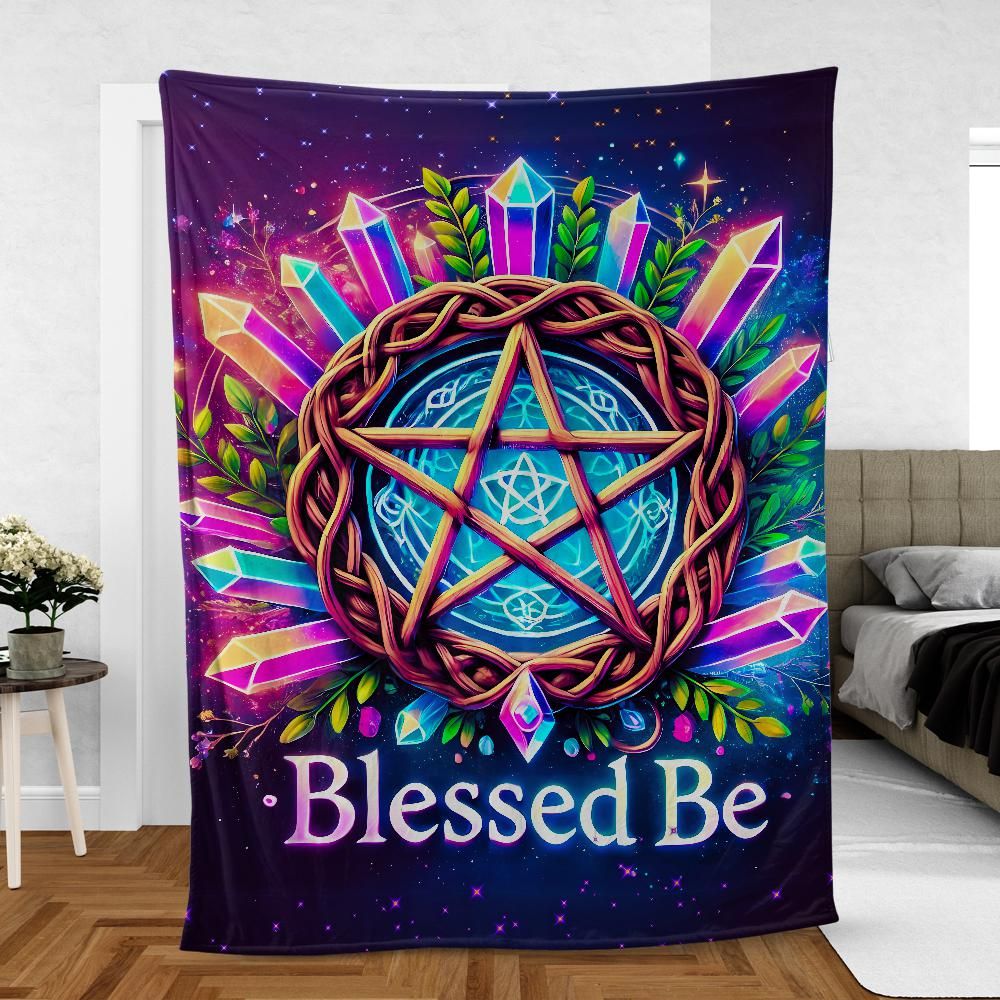 Pagan Pentacle Blanket – Wiccan Ritual Throw with Protective Magic Symbols-MoonChildWorld