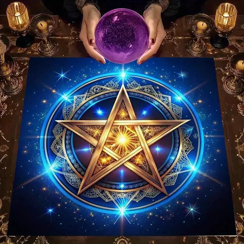 Pagan Pentacle Tarot Tablecloth – Wicca Altar Cloth for Divination, Meditation & Home Decor-MoonChildWorld