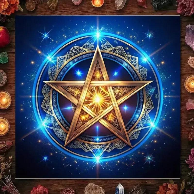 Pagan Pentacle Tarot Tablecloth – Wicca Altar Cloth for Divination, Meditation & Home Decor-MoonChildWorld