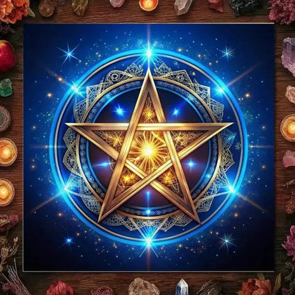 Pagan Pentacle Tarot Tablecloth – Wicca Altar Cloth for Divination, Meditation & Home Decor-MoonChildWorld