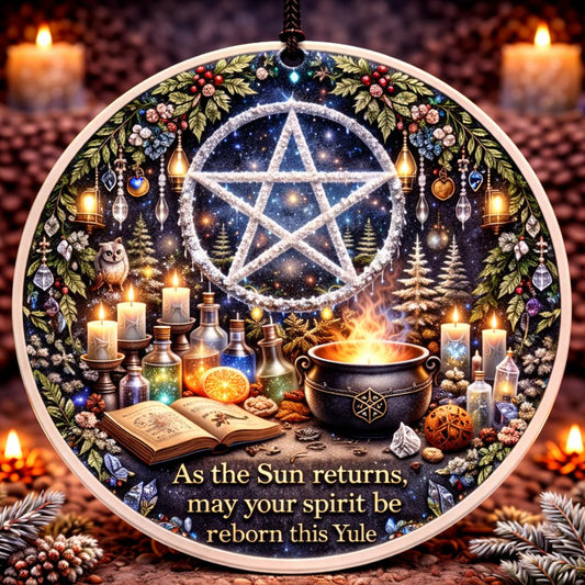 Pagan Pentacle Yule Ceramic Ornament – Witchy Holiday Ornament Wiccan Yule Decor-MoonChildWorld