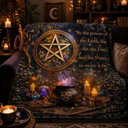 Pagan Pentacle and Witchy Cauldron Witchcraft Blanket for Wiccan Home Decor_mockup_2.webp