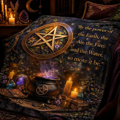 Pagan Pentacle and Witchy Cauldron Witchcraft Blanket for Wiccan Home Decor_mockup_3.webp
