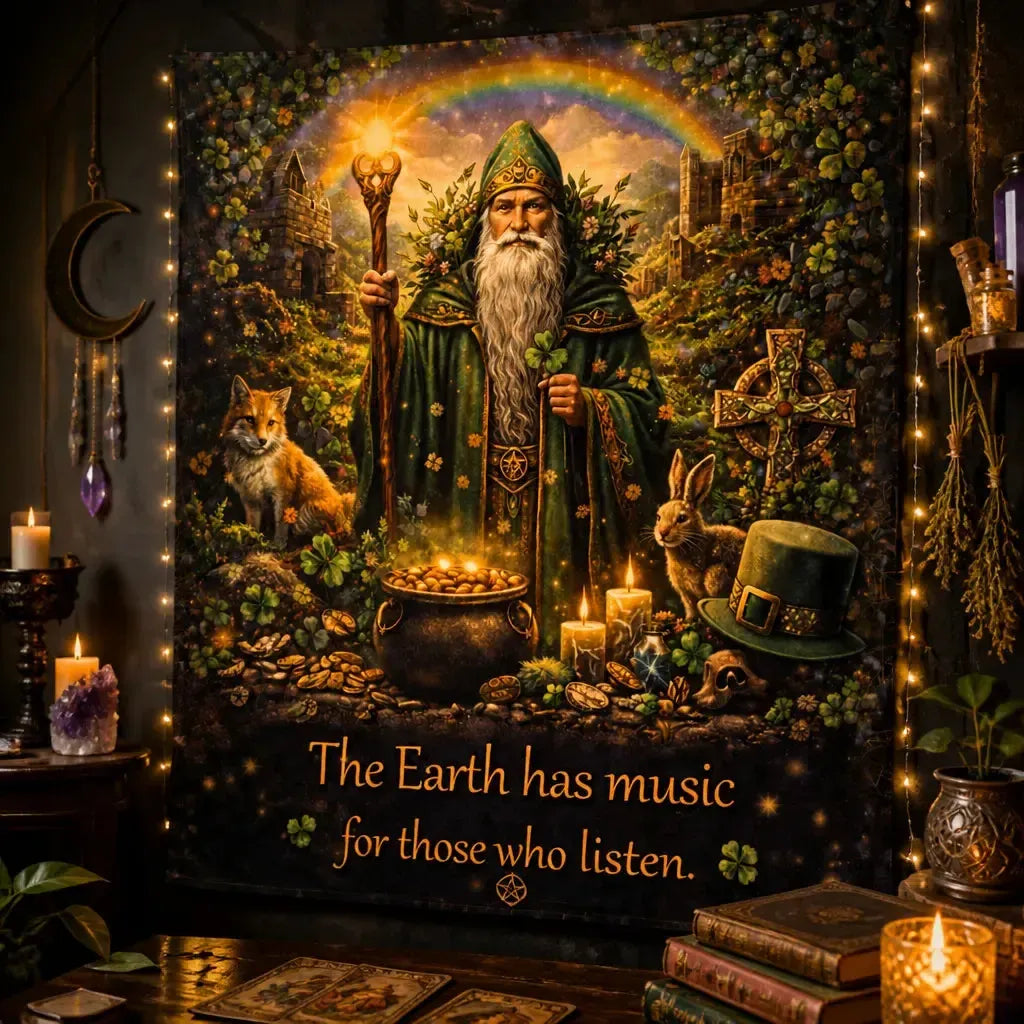 Pagan St Patrick Day Tapestry Wicca Wall Hanging_mockup_3.webp