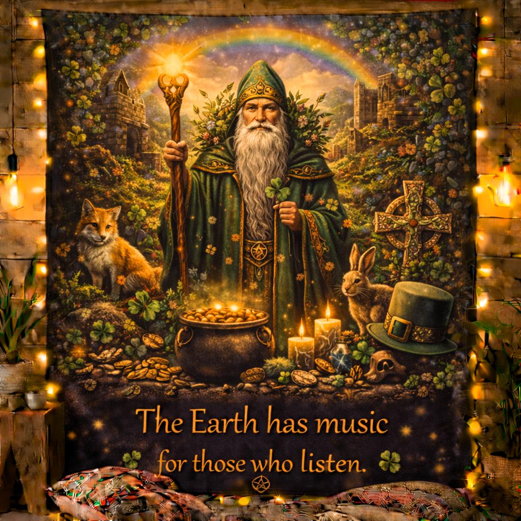 Pagan St Patrick Day Tapestry Wicca Wall Hanging-MoonChildWorld