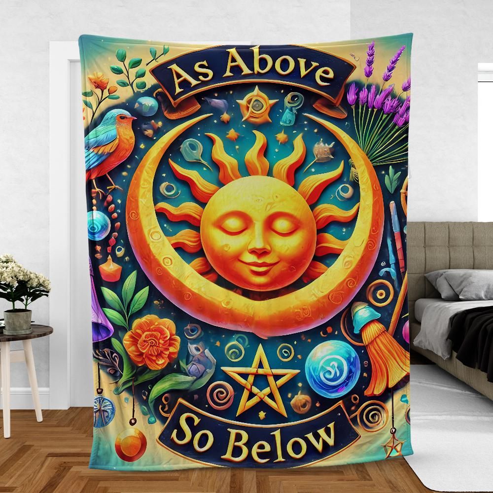 Pagan Sun Moon Throw – Witchcraft Lunar Energy Blanket for Spiritual Vibes-MoonChildWorld