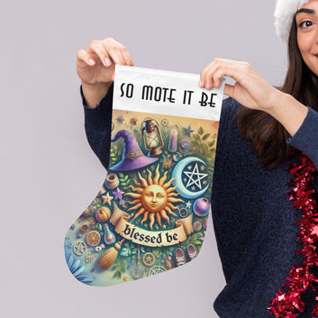 Pagan Sun Moon Wicca Christmas Stocking for Yule Decorations-MoonChildWorld