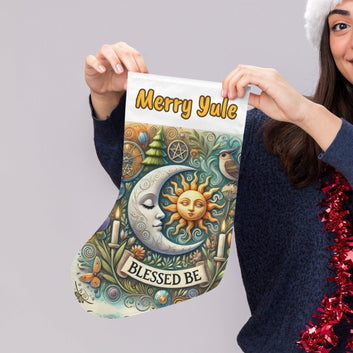 Pagan Sun Moon Wicca Christmas Stocking for Yule Decorations-MoonChildWorld
