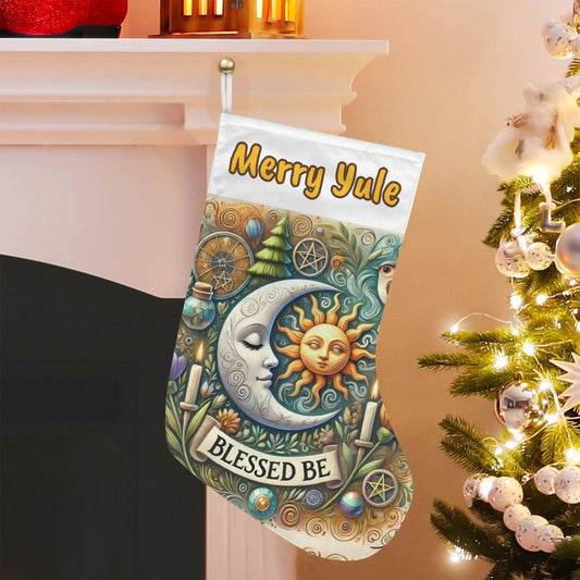 Pagan Sun Moon Wicca Christmas Stocking for Yule Decorations-MoonChildWorld