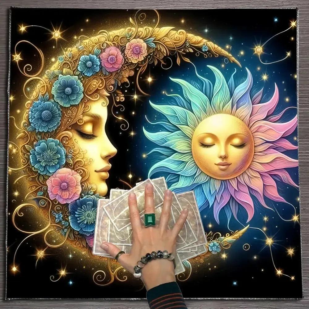 Pagan Sun and Moon Tarot Tablecloth Divination Altar Cloth Witchcraft Supplies-MoonChildWorld