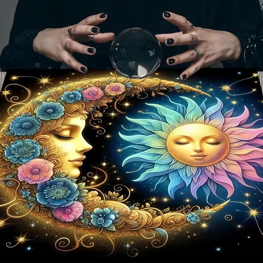 Pagan Sun and Moon Tarot Tablecloth Divination Altar Cloth Witchcraft Supplies-MoonChildWorld