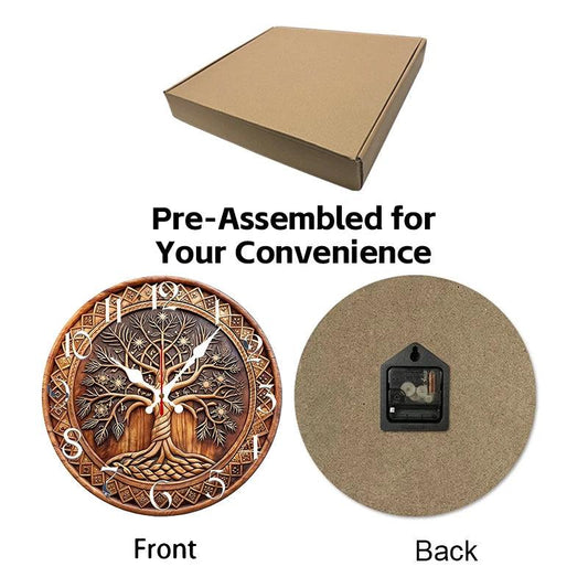 Pagan Tree Of Life Wooden Wall Clock-MoonChildWorld