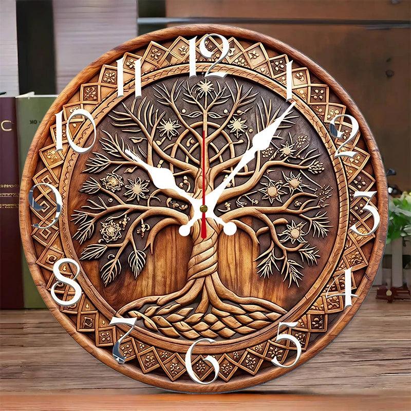 Pagan Tree Of Life Wooden Wall Clock-MoonChildWorld