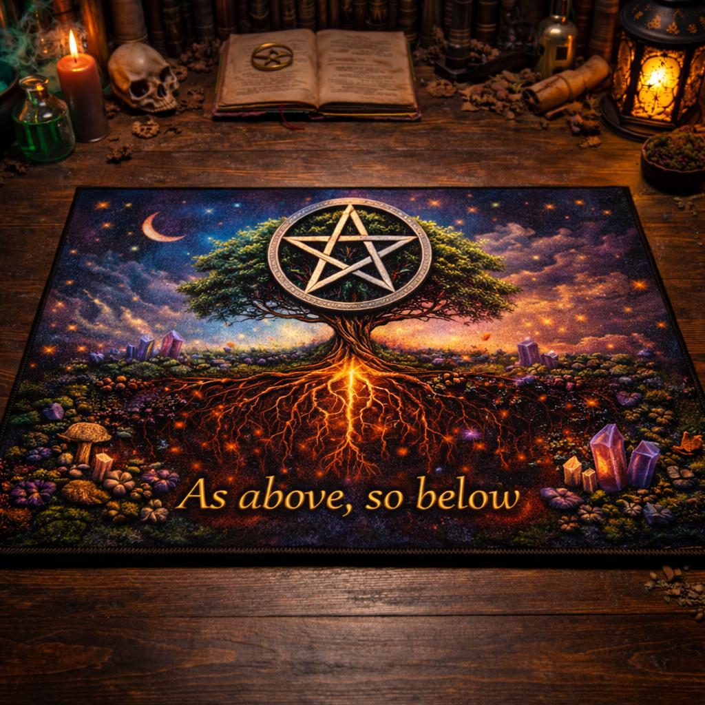 Pagan Tree of Life Doormat – Spiritual Wicca Welcome Mat for Mystical Decor-MoonChildWorld