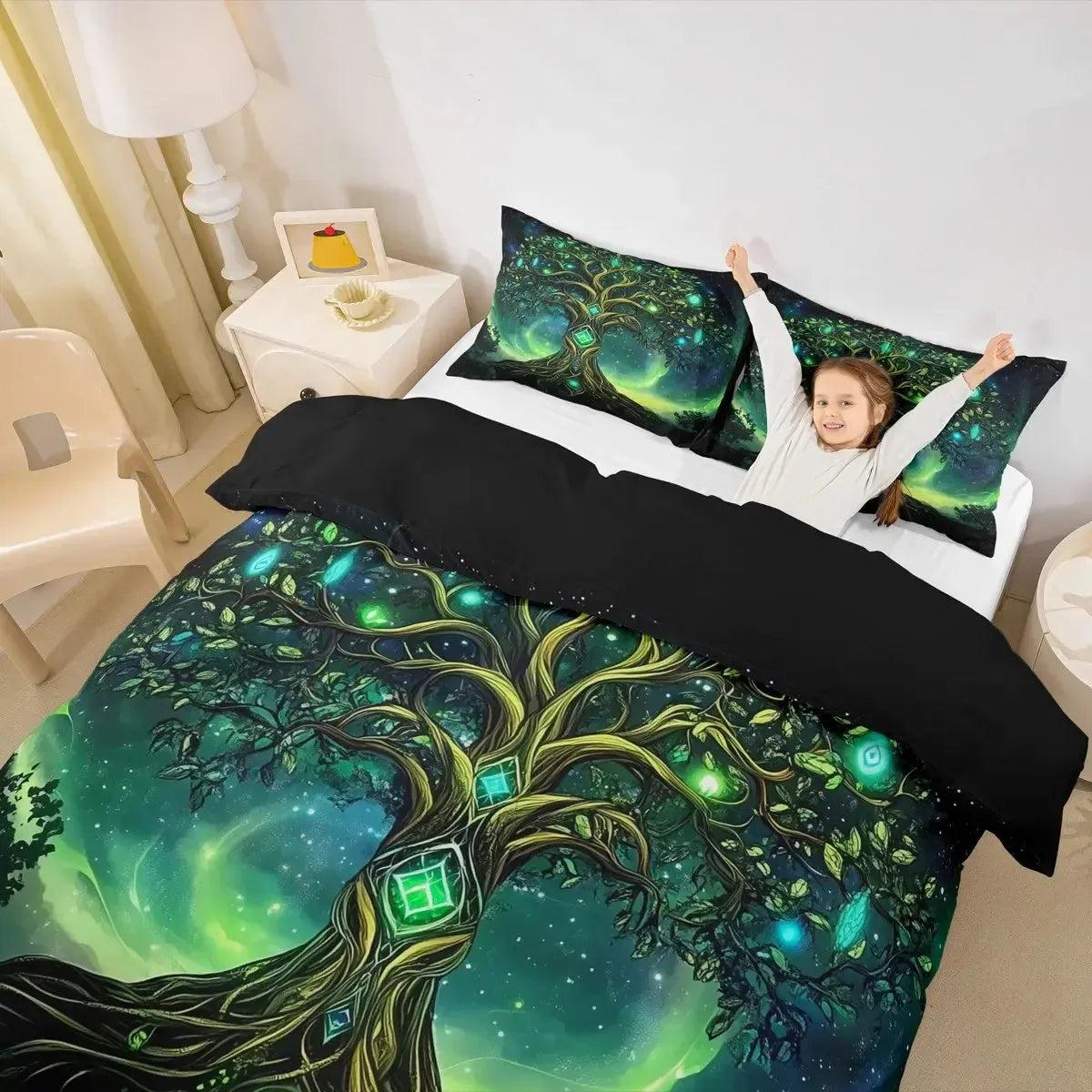 Pagan Tree of Life Duvet Cover Set Bohemian Mandala Bedding Set-MoonChildWorld
