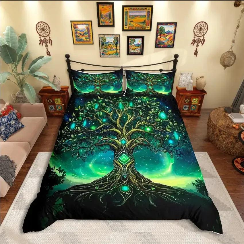 Pagan Tree of Life Duvet Cover Set Bohemian Mandala Bedding Set-MoonChildWorld