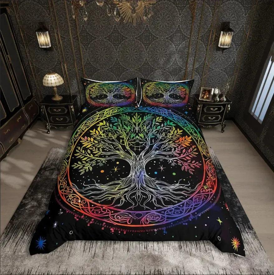 Pagan Tree of Life Duvet Cover Set Bohemian Mandala Bedding Set-MoonChildWorld