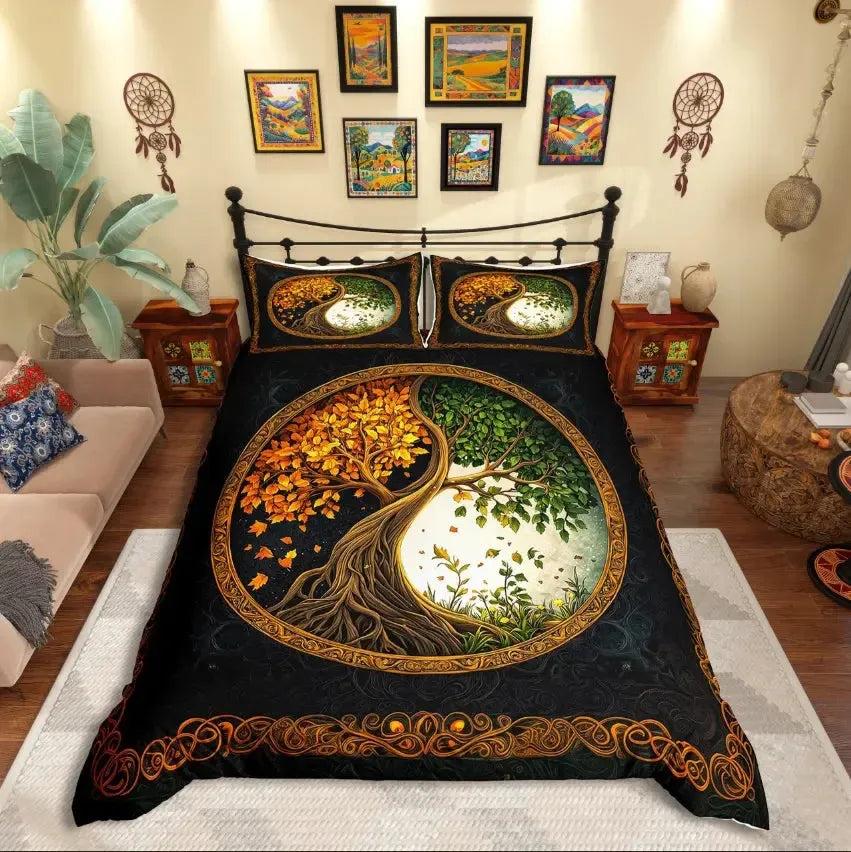 Pagan Tree of Life Duvet Cover Set Bohemian Mandala Bedding Set-MoonChildWorld