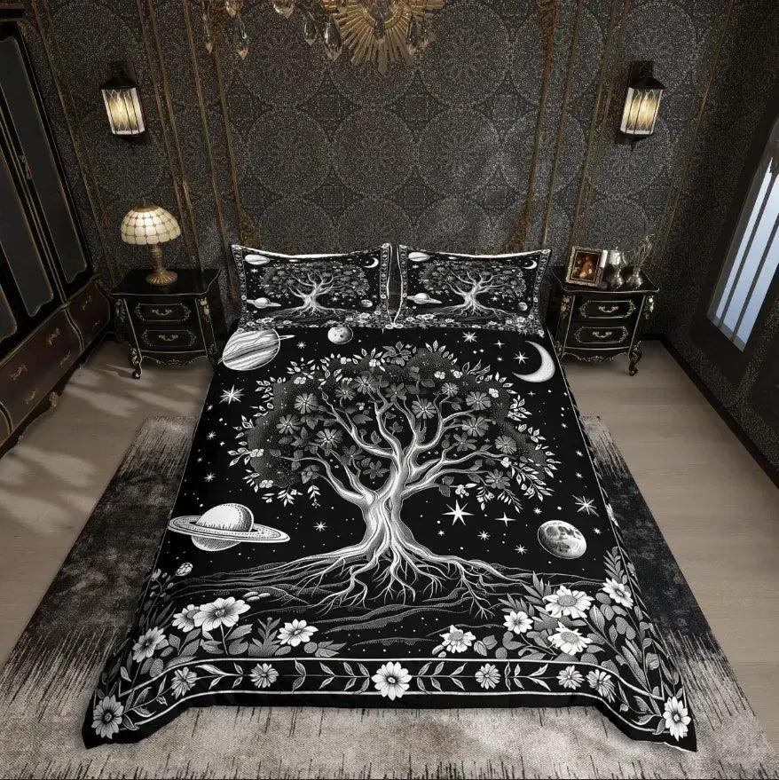 Pagan Tree of Life Duvet Cover Set Bohemian Mandala Bedding Set-MoonChildWorld