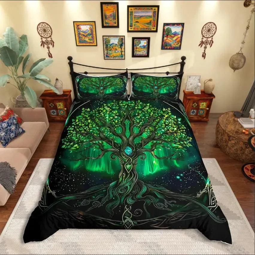 Pagan Tree of Life Duvet Cover Set Bohemian Mandala Bedding Set-MoonChildWorld