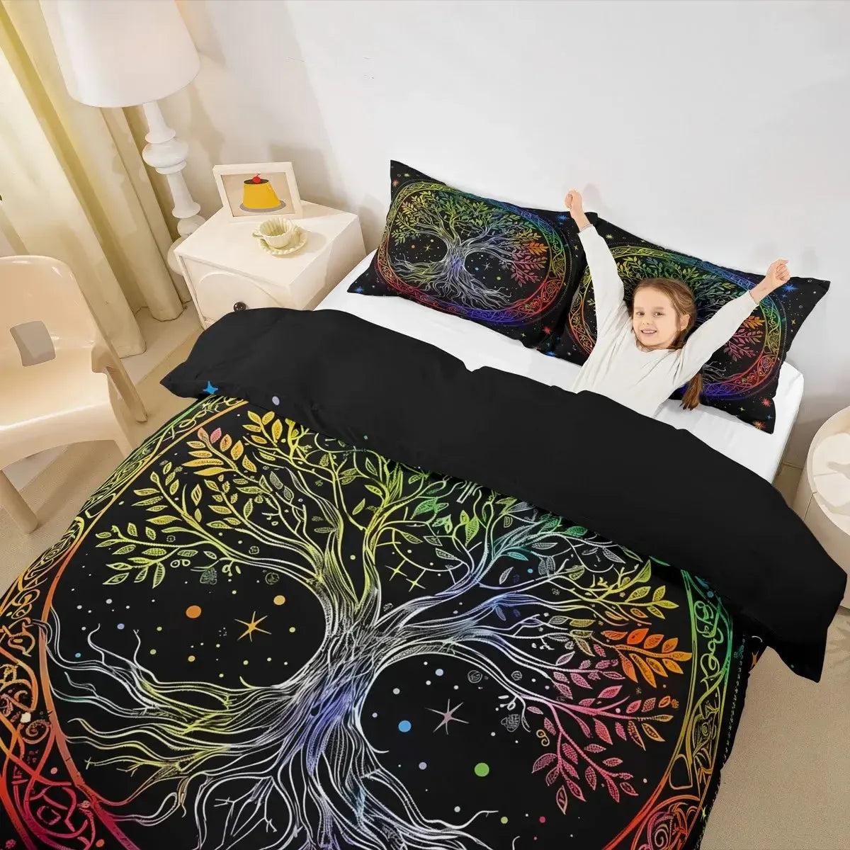 Pagan Tree of Life Duvet Cover Set Bohemian Mandala Bedding Set-MoonChildWorld